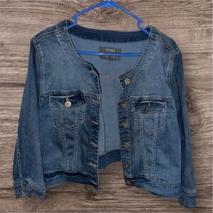 Torrid Size 2 Plus Size Denim Jacket Collarless Blue